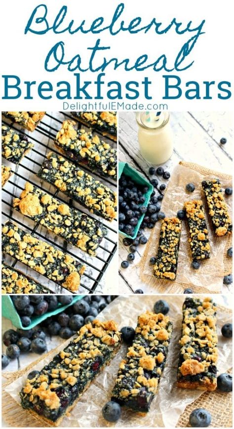 Blueberry Oatmeal Breakfast Bars, Breakfast Bar Recipe, Blueberry Breakfast Bars, Blueberry Oatmeal Bake, Cream Cheese Breakfast, Oatmeal Bars Recipes, Breakfast Bars Recipe, Blueberry Crumble Bars, Blueberry Bars