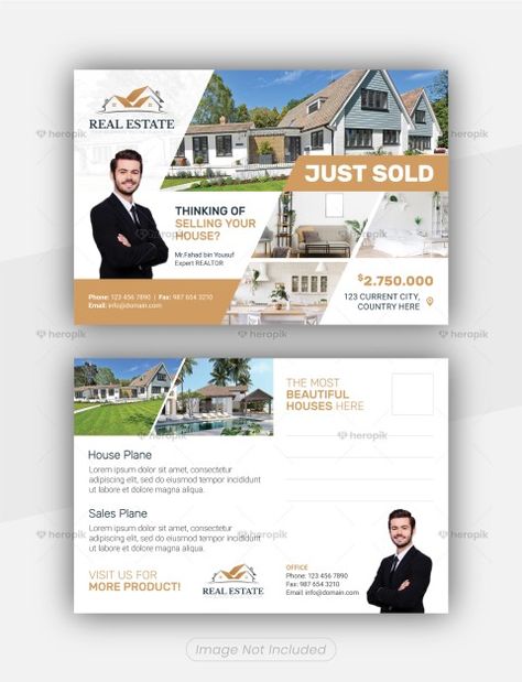 Just Sold Real Estate Postcard Template by didargds - Heropik | Marketing Materials For Small Businesses Postcard Real Estate, Real Estate Postcard Design, Just Sold Real Estate, Real Estate Marketing Postcards, Postcard Marketing, Sold Real Estate, Real Estate Postcards, Modern Homes For Sale, Just Sold