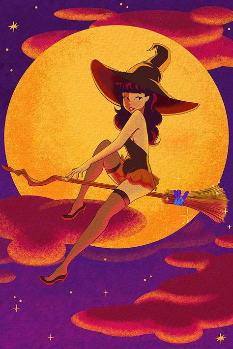 Part 7 of 12 of my Halloween Pin-Up Series! Halloween Pin Up Girl, Pinup Witch, Halloween Pin Up, Witch Coven, Halloween Wishes, Halloween Pins, Halloween Greetings, Pin Ups, Girls Illustration