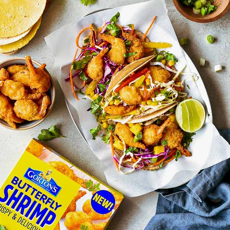 Taco Night Recipes, Easy Fish Taco Recipe, Slaw For Fish Tacos, Easy Fish Tacos, Night Recipes, Cilantro Dressing, Salmon And Shrimp, Fish Tacos Recipe, Frozen Seafood