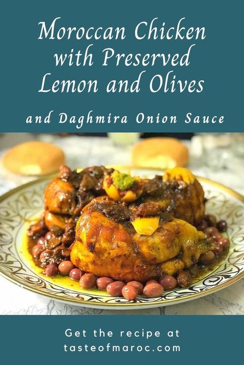 This classic Moroccan recipe for Chicken with Preserved Lemons and Olives is made extra special by reducing the onions to a thick sauce known as daghmira. A must-try recipe that will become an everyday favorite! #preservedlemons #daghmira #moroccanrecipes #moroccanchickenrecipes #olives #chickenrecipes Tagine Recipes Chicken, Moroccan Tagine Recipes, Moroccan Recipe, African Kitchen, Moroccan Tagine, Moroccan Recipes, Moroccan Cooking, Tagine Recipes, Preserved Lemon