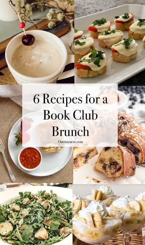 How to host a Book Exchange Brunch - Our Tiny Nest Book Club Brunch, Book Club Menu, Roasted Potato Salad, Brunch Sides, Roasted Potato Salads, Dessert Book, Roasted Potato, Boozy Brunch, Book Exchange