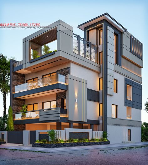 Residential Elevation, Modern Elevation Design, Elevation Architecture, House Structure Design, Building Front Designs, 3 Storey House Design, Modern Elevation, Architecture Facade, 3d Elevation