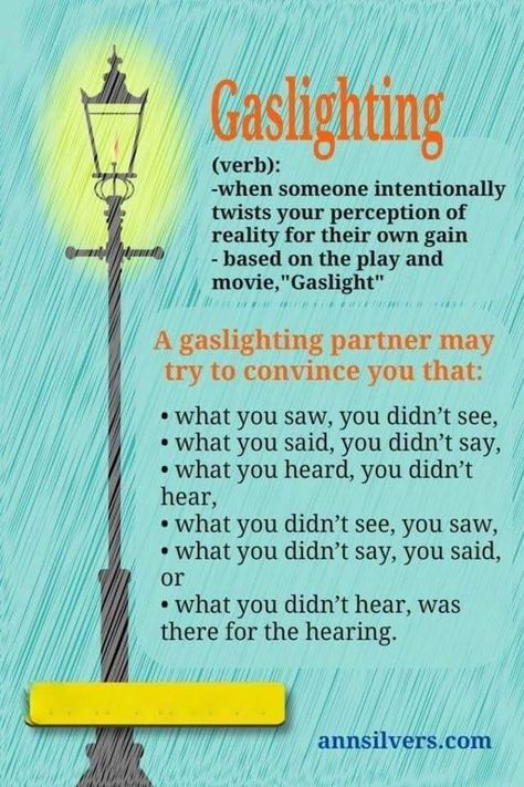 *If you are still in contact with the narcissist(s), WRITE IT ALL DOWN! When they say or do something, write it down so that later when you get the, "I never said/did that" lies, you can look bad and know that you aren't crazy. It really did happen the way you remember. This is vital for your recovery and mental health.* Gaslighting In Relationships, What Is Gaslighting, Narcissistic Behavior, Mental And Emotional Health, Psychology Facts, Life Coaching, Toxic Relationships, Narcissism, Emotional Intelligence