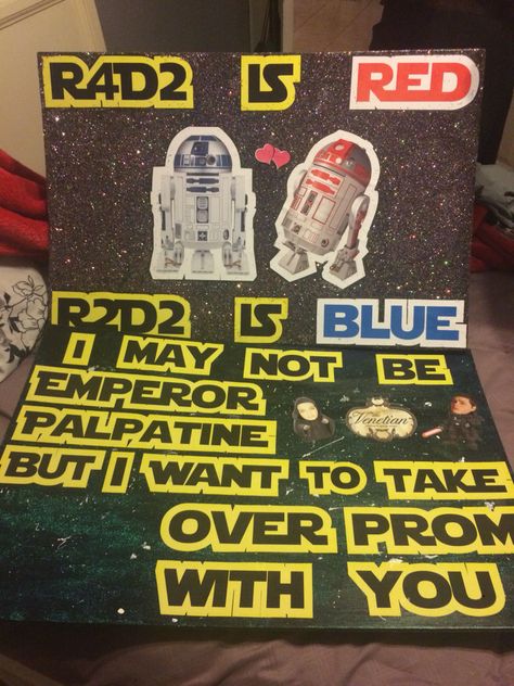 Star Wars Promposal Star Wars Prom Proposal, Star Wars Promposal Ideas, Promposal Ideas Star Wars, Hoco Proposals Ideas Star Wars, Star Wars Homecoming Proposal, Starwars Promposal Ideas, Star Wars Promposal, Dance Proposal Ideas, Dance Answers