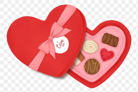 Chocolate Box Valentines, Chocolate Box Drawing, Valentine's Chocolate, Chocolate Drawing, Valentines Chocolate, Drawing Food, Box Png, Heart Chocolate, Dessert Illustration