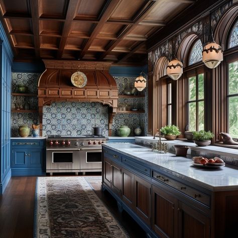 Thinking of renovating your kitchen to give it that timeless look? Get inspired by modern kitchen design that stays relevant. Kitchen Island Stove, Island Stove, Tudor Kitchen, Victorian Kitchen, Tudor Style Homes, Dream Kitchens Design, Spanish Style Home, Tudor House, Up House