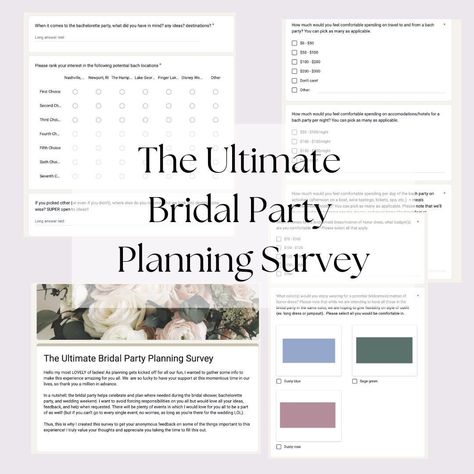 The Ultimate Bridal Party Planning Survey | Bach Party | Bridesmaid Dresses | Budget Bridesmaid Google Survey, Bachelorette Survey Questions, Bridal Party Google Form, Bridesmaid Questionnaire Google Form, Bridesmaid Google Form, Bachelorette Party Survey, Bachelorette Survey, Bachelorette Google Form, Bridesmaid Survey