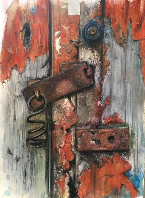 Ink, bleach soft pastel mixed media drawing A3 by Lamorna Waddell Lock Themed Art, Hidden Theme Art, Hidden Art Theme, Gcse Art Lock, Lock Theme Art Gcse, Lock Art Gcse, Gcse Lock, Lock Gcse, Pastel Mixed Media