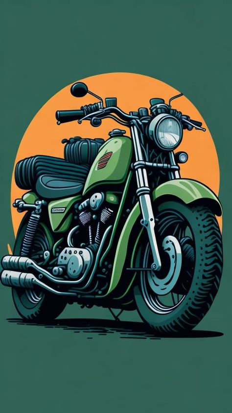 Bike Illustration Art, Bike Wallpaper, Motorcycle Illustration, Bike Illustration, Bike Poster, Kawasaki Vulcan, Motorcycle Painting, Minimal Wallpaper, Cool Car Pictures