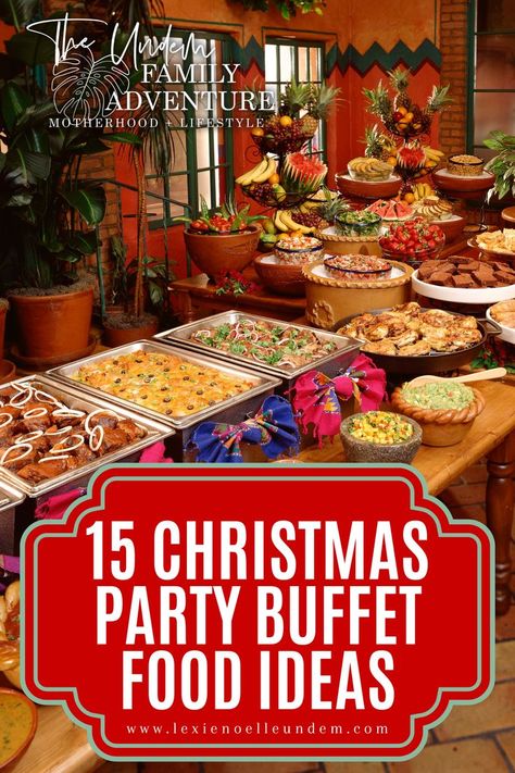 Easy Christmas buffet ideas for a crowd-pleasing holiday feast with a variety of festive dishes. Easy Hot Buffet Food Ideas, Good For Christmas Party, Christmas Banquet Food Ideas, Christmas Buffet Table Set Up Ideas, Ideas For Buffet Food, Christmas Party Meals For A Crowd, Holiday Party Buffet Ideas, Christmas Pitch In Food Ideas, Elegant Banquet Ideas