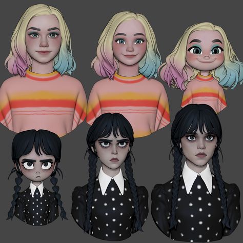 Semi Stylized Character, Stylized Character Tutorial, 3d Art Style, How To Stylize Characters, Embarrased Expressions Reference, Stylised Character Design, 3d Chara Design, Semi Realism Portrait, Stylized Art Style