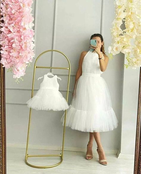 Photo Dress Ideas, Ivory Prom Dress, White Tutu Dress, Mom Daughter Matching Dresses, Girls Matching Dresses, Ivory Prom Dresses, Toddler Princess Dress, White Baby Dress, Designs Dress