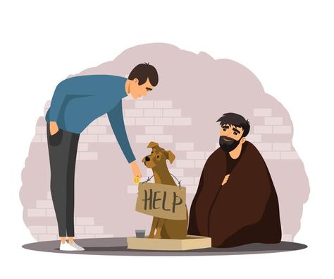 Respect Pictures, Man And Woman Silhouette, Giving Money, Person Silhouette, Best Friend Drawings, Illustration Story, Person Drawing, Help The Poor, Homeless Dogs