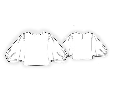 Short Blouse With Bat Sleeve Sleeve Technical Drawing, Top Flat Sketch, Short Blouse, Batwing Sleeve Top, Flat Sketches, Short Blouses, Bat Sleeve, Boys Sweatshirts, Girls Blouse