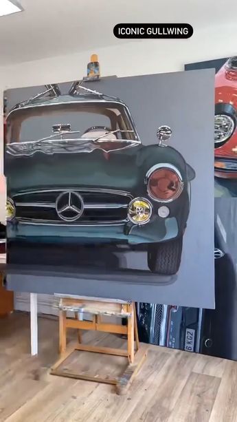 Art Cars Drawing Painting, Car Painting Ideas On Canvas, Group Canvas Painting Ideas, Kitchen Painting Ideas Canvas, Paintings Of Cars, Mercedes Painting, Car Painting Ideas, Kitchen Painting Ideas, Car Painting Canvas