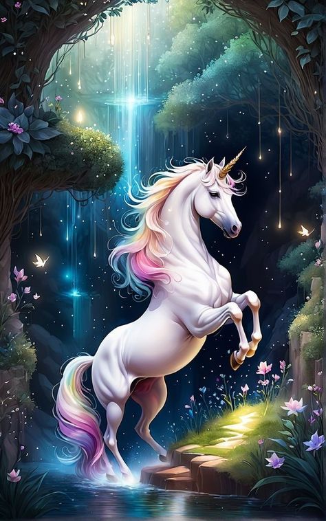 Unicorn Wallpaper Cute, Unicorn Artwork, Unicorn And Fairies, Magical Horses, Mythical Creatures Fantasy, Illustration Wallpaper, Unicorn Pictures, Unicorn Illustration, Fantasy Horses