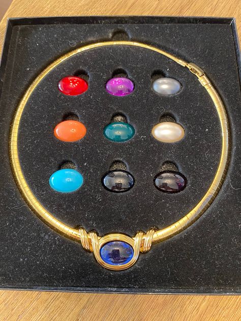 Joan Rivers Gold Tone 18" Ten Color Interchangeable Omega Wardrobe Necklace Cabochons Statement Runway Rare Designer Signed Jewelry Gift Her https://www.etsy.com/listing/1446235241/joan-rivers-gold-tone-18-ten-color Interchangeable Jewelry Design, Fairy Brooch, Joan Rivers Jewelry, Gold River, Interchangeable Jewelry, The Life I Want, Unhealthy Obsession, Life I Want, Joan Rivers