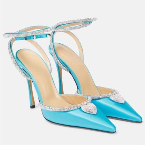 Questions? Leave A Comment Below! New With Box Size 39eu Ocean Blue Comes With Dust Bags And Box Bow High Heels, Silver Pumps, Satin Pumps, Iconic Bags, Slingback Pump, Slingback Sandal, Ankle Straps, Ocean Blue, Leather Pumps