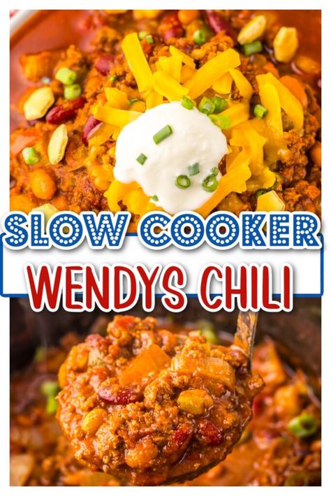 copycat recipes, copycat wendys, ground beef dinner ideas, slow cooker chili, slow cooker wendys chili, wendys chili, wendys chili recipe Crockpot Chili Wendys, Wendy's Chili Recipe Copycat, Wendy’s Copycat Chili Crockpot, Copycat Wendy’s Chili, Wendy’s Chili Crock Pot, Wendy’s Chili, Wendy's Chili Recipe, Wendys Chili Recipe, Slow Cooker Chili Beef