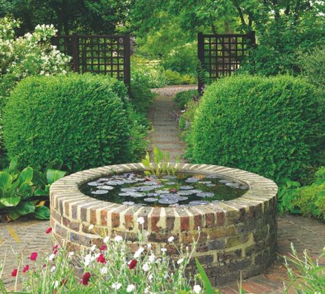 Brick Fountain, Garden Pond Ideas, Raised Pond, Garden Water Features, Garden Pond Design, Garden Water Feature, Fountains Backyard, Backyard Pond, Garden Ponds