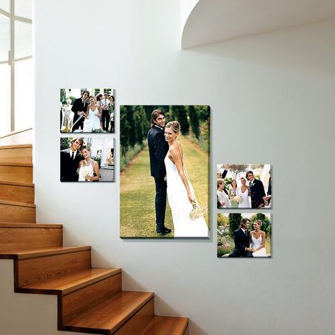 Canvas Wedding Pictures, Wedding Photo Wall Display, Foto Scale, Wedding Picture Walls, Picture Display Wall, Wedding Photo Walls, Wedding Photo Display, Photo Wall Display, Collage Foto