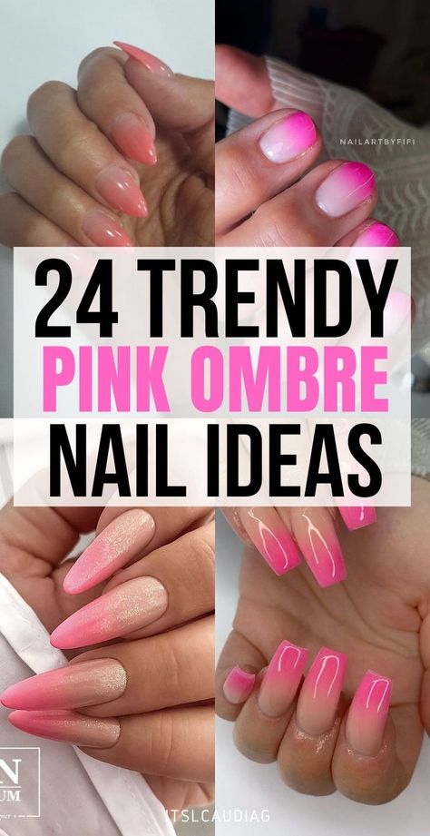 Short Pink Ombre Nails, Pink Ombre Nail Art, Ambre Nails, Ombre Nail Polish, Ombre Nail Colors, Ombre French Nails, Ombre Nail Art, Ombre Gel Nails, Faded Nails