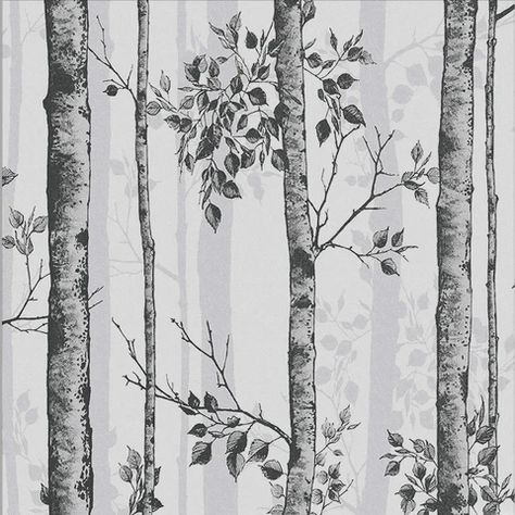 Albero Wallpaper in Black and White from the Exclusives Collection by – BURKE DECOR Birch Tree Wallpaper, Monochrome Palette, Black And White Tree, Graham & Brown, Birch Trees, A Wallpaper, Tree Wallpaper, Brown Wallpaper, Black And White Wallpaper