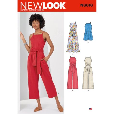 Purchase New Look 6616  and read its pattern reviews. Find other  sewing patterns. Jumpsuit Sewing, Jumpsuit Pattern Sewing, New Look Patterns, New Look Dresses, Jumpsuit Pattern, Miss Dress, Jumpsuits And Romper, Simplicity Sewing, Simplicity Sewing Patterns