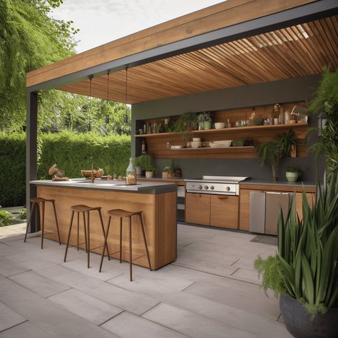 Cuisine d'été extérieure : 21 idées pour s'inspirer ! Cover Patio Ideas, Backyard Covered Patio Ideas, Backyard Cover, Patio Ideas Backyard, Wedding Ideas Backyard, Covered Patio Ideas, Covered Outdoor Kitchens, Backyard Wedding Ideas, Rustic Outdoor Kitchens