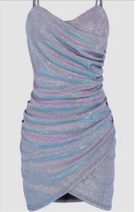 Holographic Dress Short, Light Purple Formal Dress Short, Light Purple Prom Dress Short, Purple Holographic Dress, Euphoria Hoco Dresses, Iridescent Dress Short, Disco Glam Party Outfit, Light Purple Homecoming Dress, Purple Glitter Dress