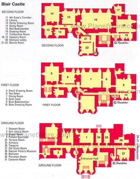 Blair Castle - Floor plan map Bedroom With Loft, Victorian Floor Plans, Loft House Plans, Castle House Plans, Blair Castle, Castle Floor Plan, Castle Plans, Tapestry Room, Rpg Map