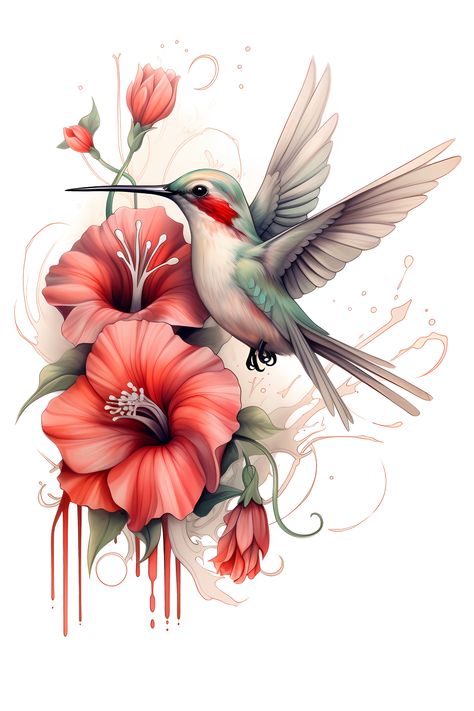 A beautiful hummingbird finds the perfect set of flowers. #Redbubble #Hummingbird #Delicate #TabbleDabble Hummingbirds Drawing, Arm Tattoos For Women Upper, Colorful Hummingbird Tattoo, Hummingbird Flower Tattoos, Hummingbird With Flowers, Robin Bird Tattoos, Hummingbird Drawing, Hummingbird Design, Hummingbird Pictures