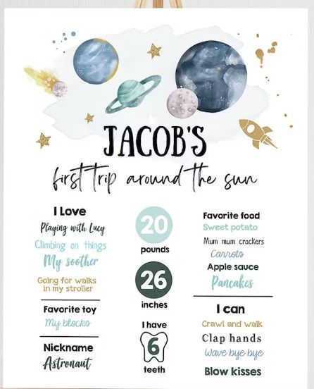 1st Birthday Galaxy Theme, One Year Around The Moon Birthday, 1st Bday Space Theme, One Year Space Birthday, One Year Old Space Birthday, First Birthday Space Theme, Space Themed First Birthday Party, Space 1st Birthday Party, Baby First Birthday Themes