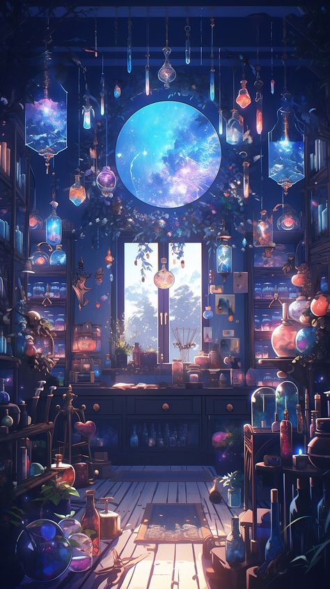 Dream Magic Art, Magical Anime Wallpaper, Fantasy Whimsical Art, Anime Cool Wallpaper Art, Magic Room Fantasy Art, Magic Art Wallpaper, Anime Magic Wallpaper, Anime Magic Aesthetic, Magic Wallpaper Aesthetic