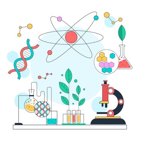 Flat science illustration biotechnology ... | Free Vector #Freepik #freevector #technology #science #job #illustrations Science Lab Background Concept Art, General Biology Background Design, Gen Biology Design, General Biology Background, Science Poster Making, Science Pics, Biotechnology Art, Future Scientist, Earth Day Drawing