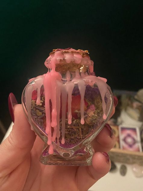 Jar Love Spell, Candlelight Aesthetic, Love Spell Jar, Set An Intention, Aphrodite Aesthetic, Witch Core, Magia Das Ervas, Spell Jar, Season Of The Witch