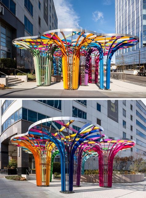 Colorful Sculpture, Corporate Art, Public Sculpture, Playground Design, Urban Furniture, Shade Structure, Street Furniture, Parking Design, Outdoor Sculpture