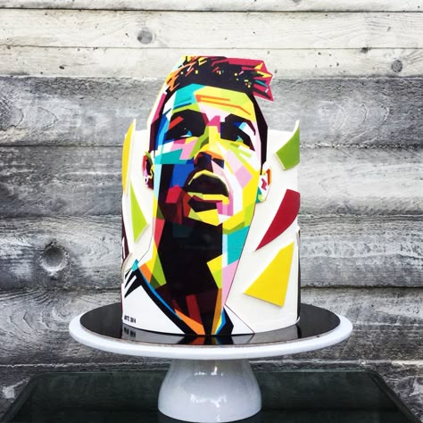 Football lovers Ronaldo fans print illustration cake Ronaldo Soccer Cake, Football Cake Ronaldo, Cr7 Cake Birthday, Christiano Ronaldo Cake, Ronaldo Cake Ideas, Pastel Cr7, Ronaldo Cake Birthdays, Ronaldo Birthday Party Ideas, Cristiano Ronaldo Cake Ideas