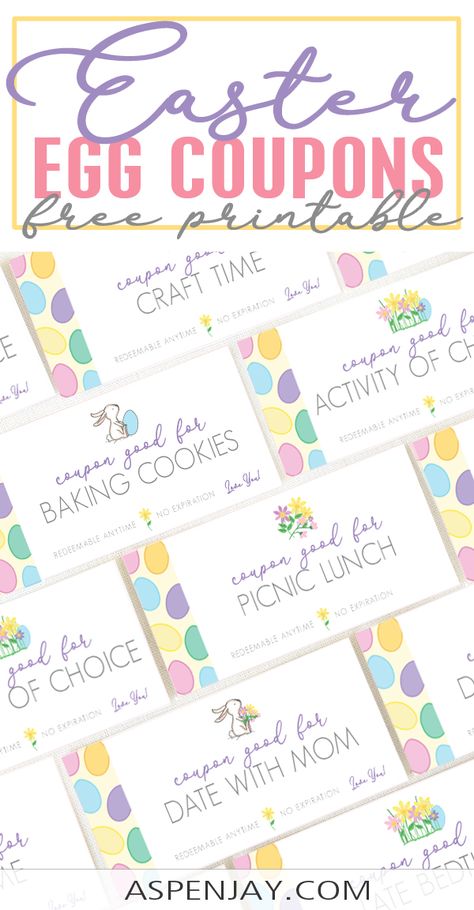 Easter Coupons for Kids - Aspen Jay Easter Egg Filler Printables Free, Easter Egg Coupon Ideas, Printable Easter Egg Fillers, Easter Egg Filler Coupons, Easter Coupons For Teens, Easter Coupons Free Printable, Easter Egg Coupons Free Printable, Easter Egg Coupons, Easter Egg Filler Ideas