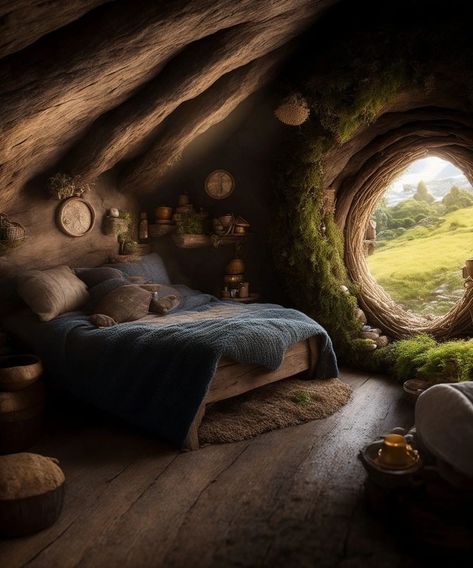 COzzy bedroom fresh home decor idea 2023 Fantasy Cottage Interior, Fresh Home Decor, Casa Hobbit, Fresh Bedroom, Fantasy Bedroom, Fantasy Rooms, Natural Homes, Farmhouse Decor Ideas, Home Decor Idea