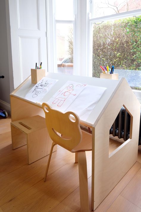 Kids Drawing Table, Childrens Furniture Design, Children Desk, Kid Furniture, Kids Furniture Design, Cnc Furniture, London Home, Kids Wood, Childrens Furniture