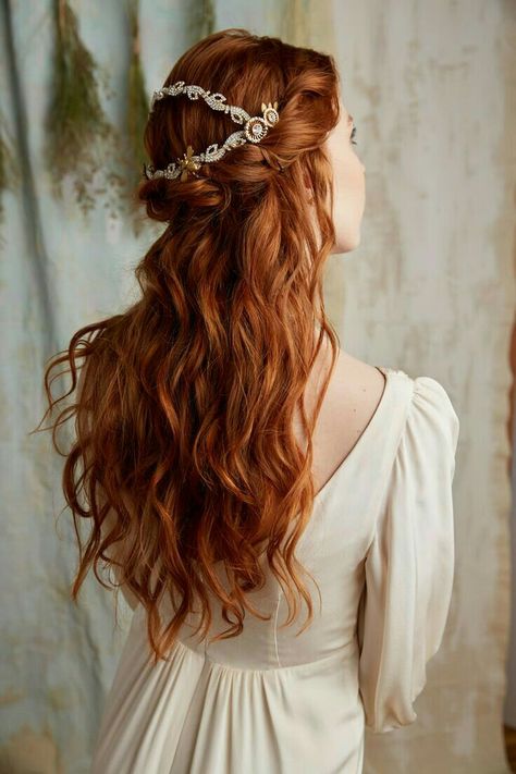 Thia’s wedding hair Wedding Hair Up, Bridal Hair Inspiration, Long Red Hair, Beautiful Curls, Princess Hairstyles, Wedding Hair Down, Long Red, Ginger Hair, Half Up