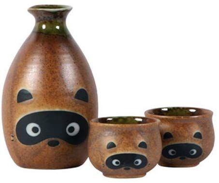 AmazonSmile | 3-Piece Tanuki Raccoon Sake Set: Sake Sets Japanese Plates, Sushi Set, Sake Bottle, Japanese Folklore, Sake Set, Japanese Sake, Japanese Porcelain, Japanese Pottery, Japanese Culture