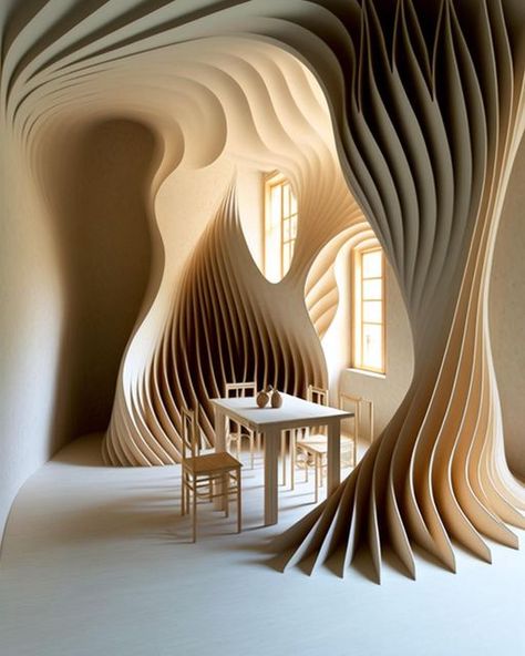 Mushroom Inspired Architecture, Biomorphic Architecture, Biomorphic Design, Interior Design Classes, Organic Furniture, Parametric Architecture, Wood Architecture, Generative Design, Iris Van Herpen