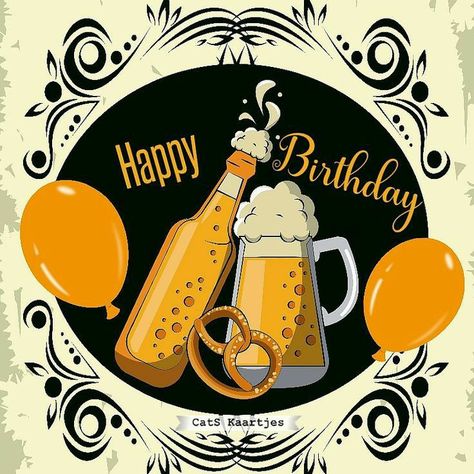 Happy Birthday Grandson, Happy Birthday Beer, Men's Birthday, Birthday Beer, Happy Birthday Man, Birthday Greetings Friend, Happy Birthday Celebration, Funny Caricatures, E Cards