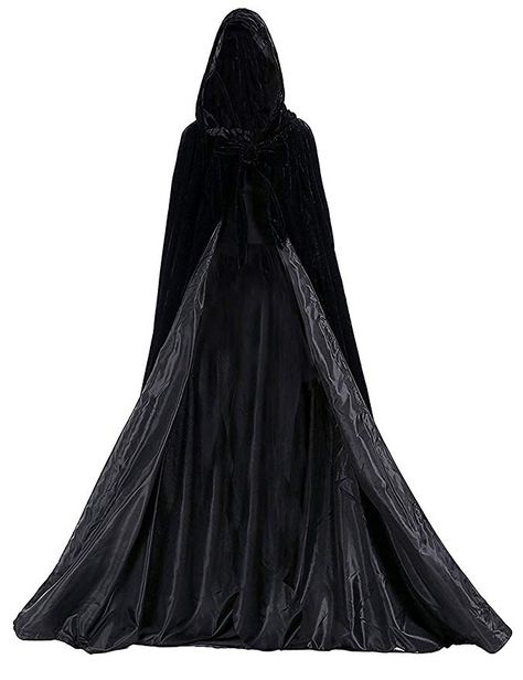 Aorme Halloween Hooded Cloaks Medieval Costumes Cosplay Wedding Capes Robe (2X-Large, Black) Long Hooded Cloak, Cloak With Hood, Velvet Cloak, Medieval Costumes, Winter Cloak, Cape With Hood, Black Cloak, Role Play Costume, Oc Stuff