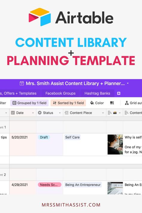 Airtable Template, Busy Mom Planner, Productive Moms, Proposal Planning, Time Management Techniques, Mom Schedule, Planning Template, Mrs Smith, Small Business Organization