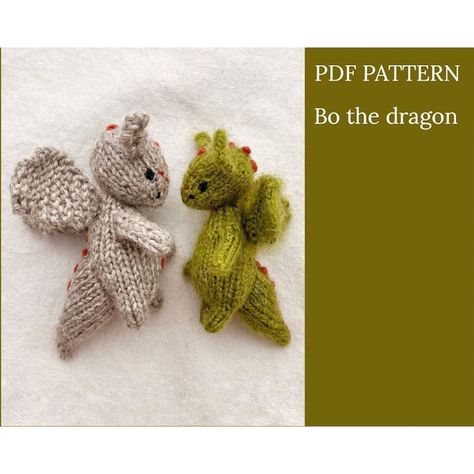 CuteKnitToy - Etsy UK Sleeping Bunny, Animal Knitting Patterns, Adornos Halloween, Dragon 2, I Cord, Knitted Animals, Dragon Pattern, Pdf Knitting Pattern, Bird Patterns