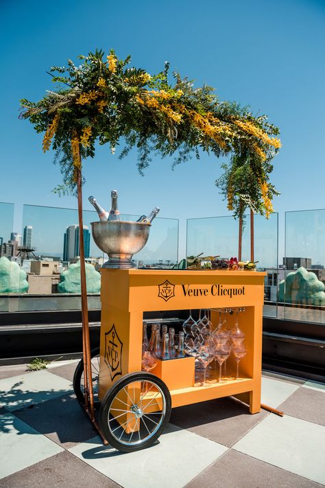 VEUVE CLICQUOT YELLOWEEK 2019 x PROPER HOTEL SAN FRANCISCO, CA — Create//Great//Stories Veuve Clicquot Wedding, Champagne Event, Proper Hotel, Gerobak Dorong, Beverage Cart, Veuve Cliquot, Wine Cart, Veuve Clicquot Champagne, Food Cart Design